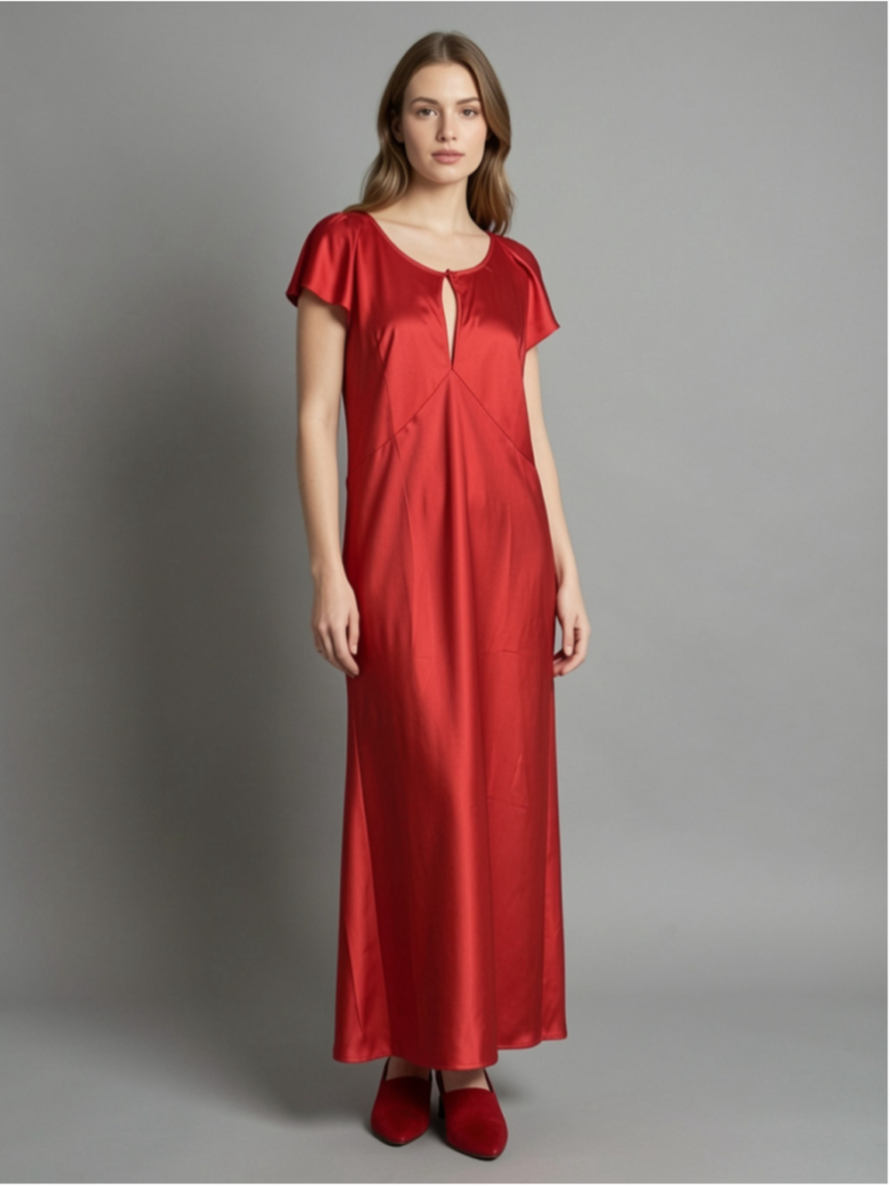 Women's Old Navy Red Satin Maxi Dress L